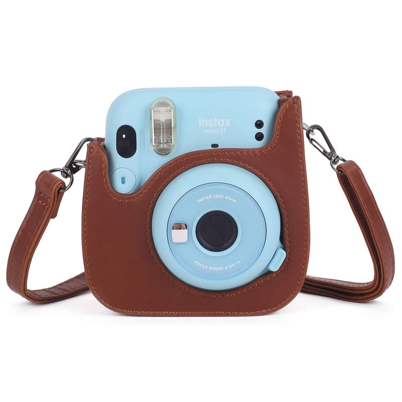 Phetium Instant mini 12 Camera Protective Case Compatible with Instax Mini 12 11,PU Leather Bag with Pocket and Adjustable Shoulder Strap (Brown) - Image 4